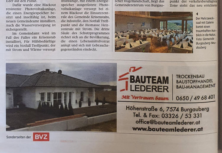 Bauteam LEDERER in der Presse